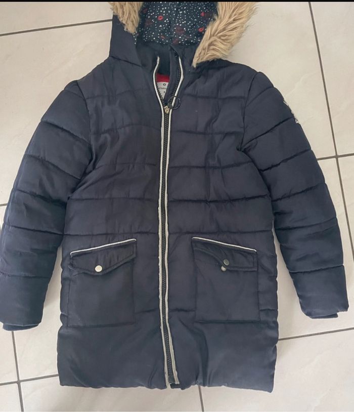 Beau manteau doudoune chaud T 8 ans Lulu Castagnette bleu marine Très bon état - photo numéro 5