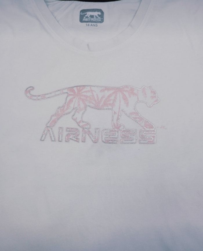 T-shirt manches courtes blanc Fille taille 14 ans marque Airness 🦜 - photo numéro 4