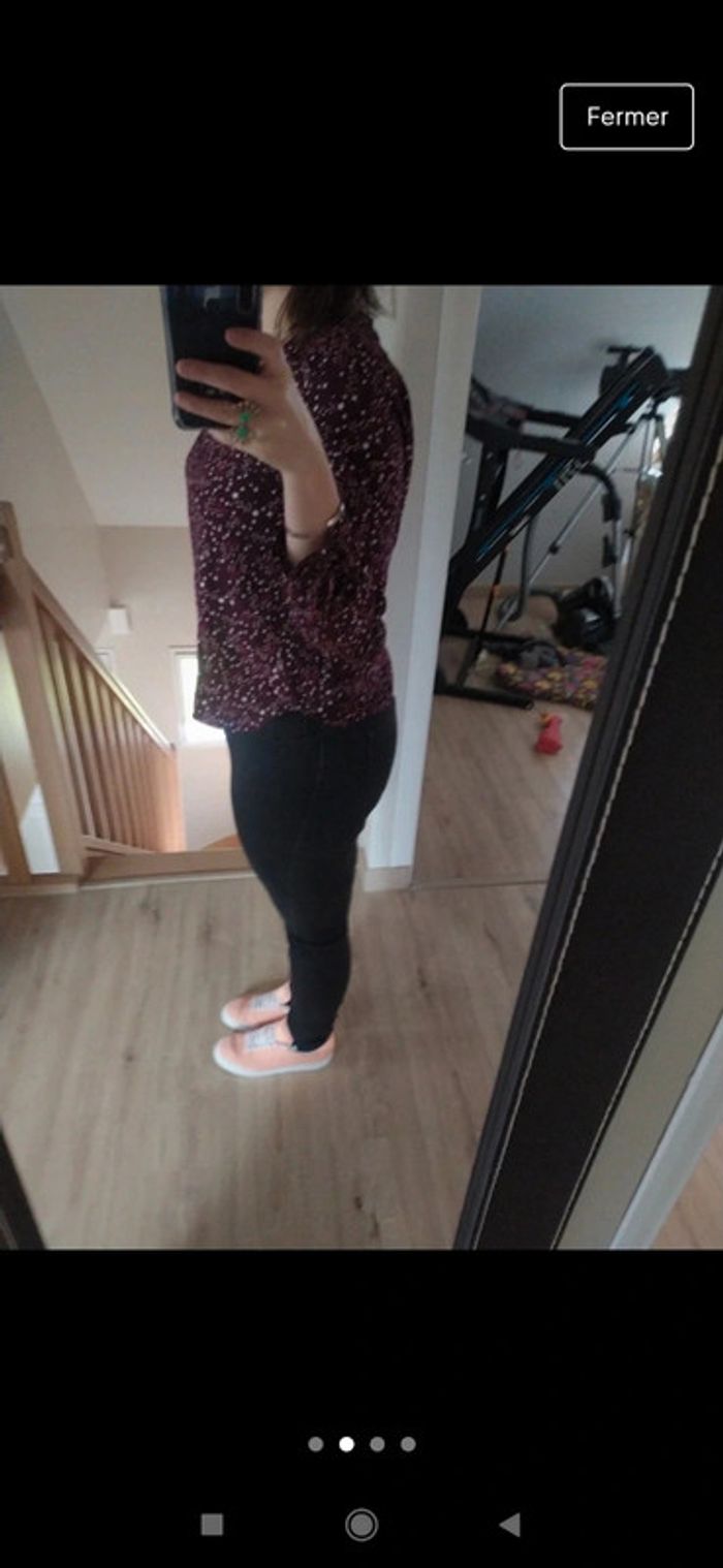 Mignonne petite blouse manches longues bordeaux prune taille 45 étoiles yessica - photo numéro 2