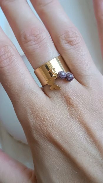 Jolie bague à breloques en acier inoxydable