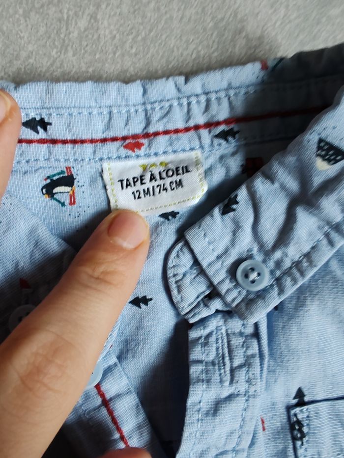 Chemise Noël bleu 12m tape à l'œil - photo numéro 2