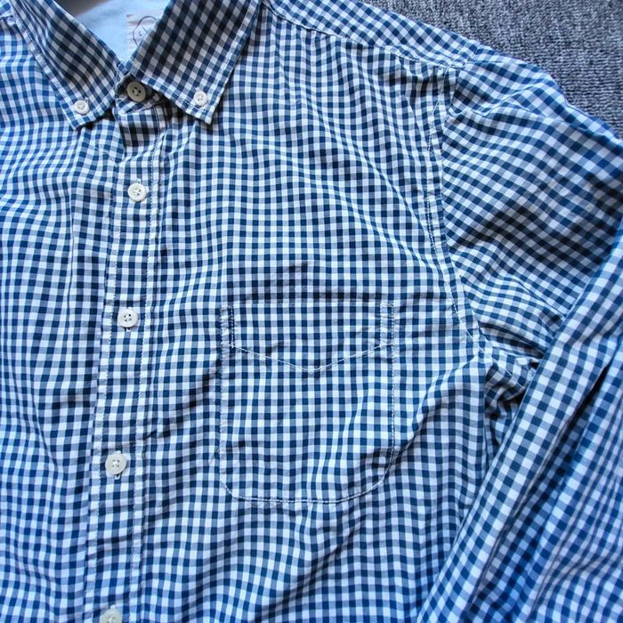 Chemise à carreaux LxM bleue et blanche manches longues col boutonné coupe ajustée taille M Coton - photo numéro 5