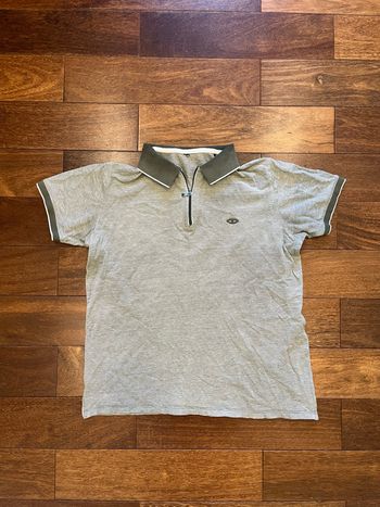Polo manches courtes gris col zippe taille M