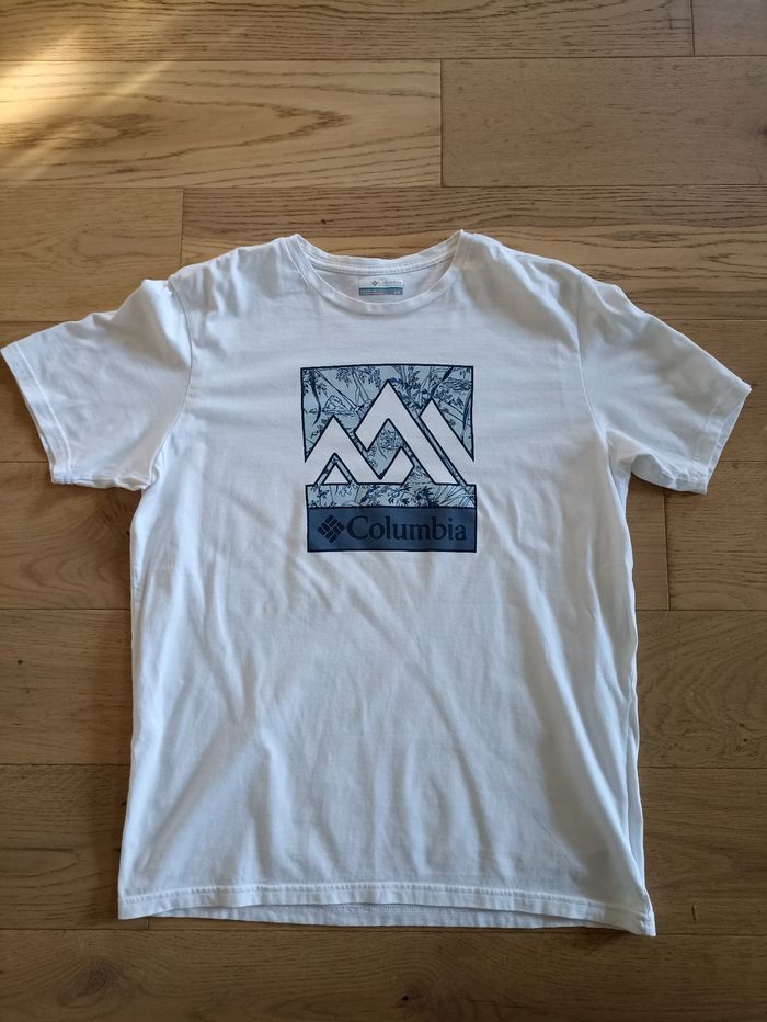 Tee shirt manches courtes blanc Columbia homme taille L coton biologique