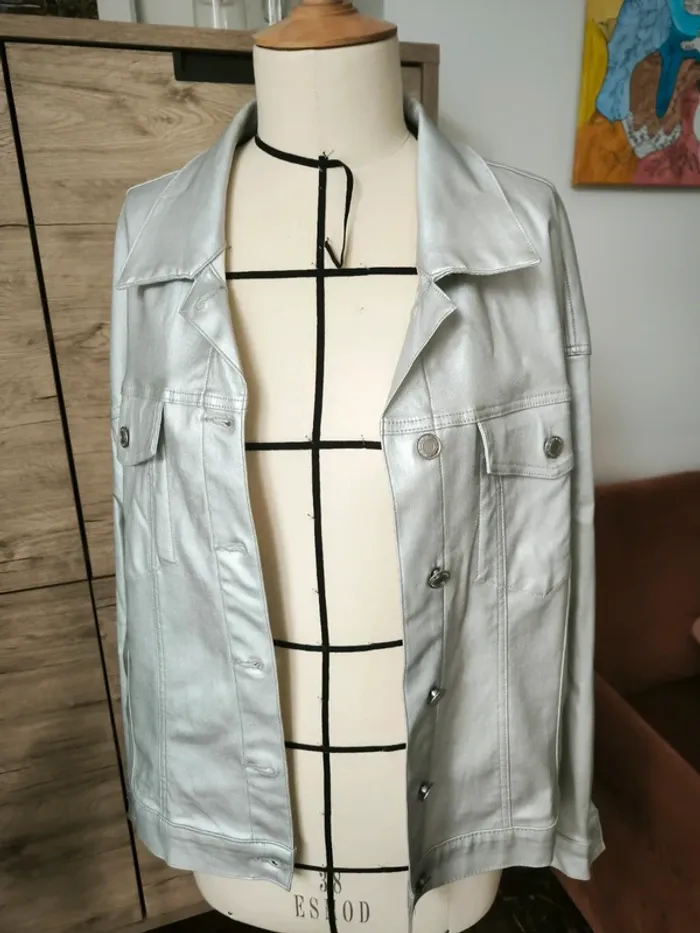 La veste en jean gris argenté