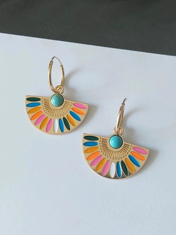 boucles d'oreilles pendantes style bohème aztèque - photo numéro 4