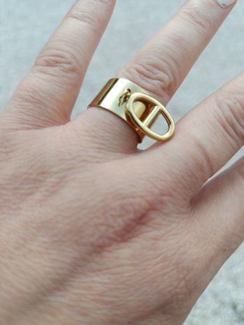 Bague ajustable nez de cochon acier inoxydable tendance