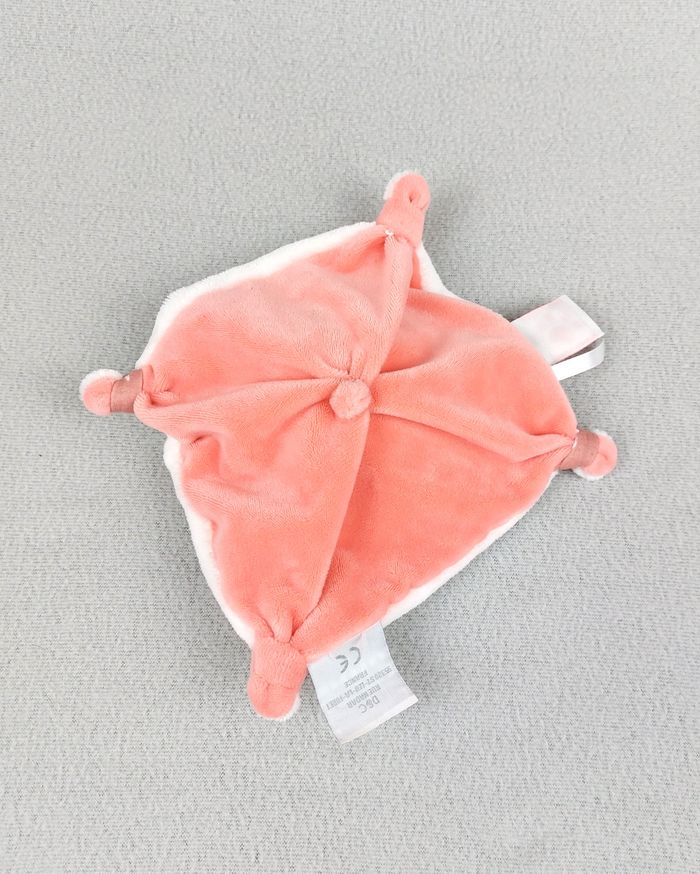 Doudou et Compagnie chat plat Méli Mélo blanc gris rose corail étiquette patte - photo numéro 2