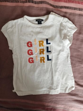 T shirt manche courte fille 12 mois Kiabi blanc