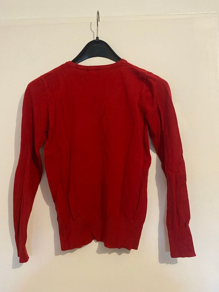 Pull rouge col V classique - photo numéro 2