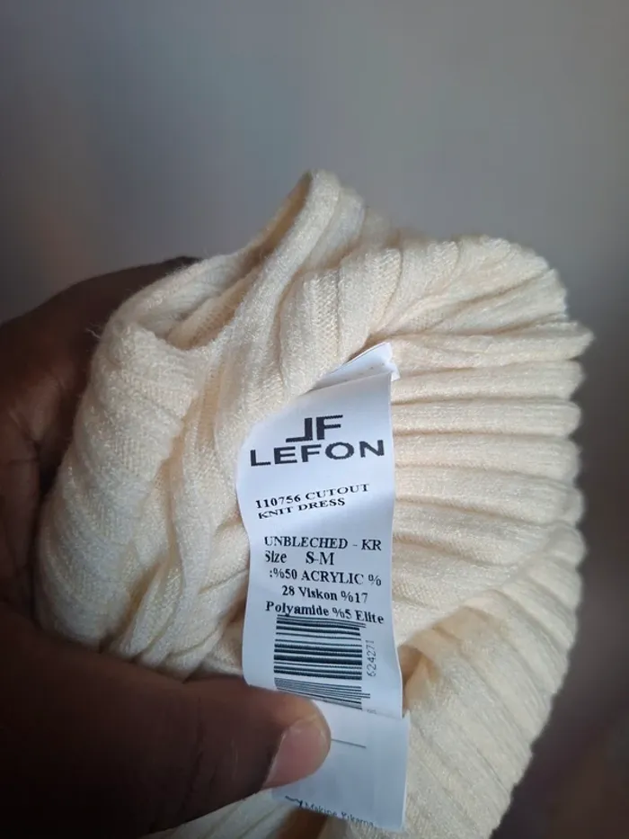 Robe pull côtelée beige à découpes JF Lefon taille S-M, neuve - photo numéro 6