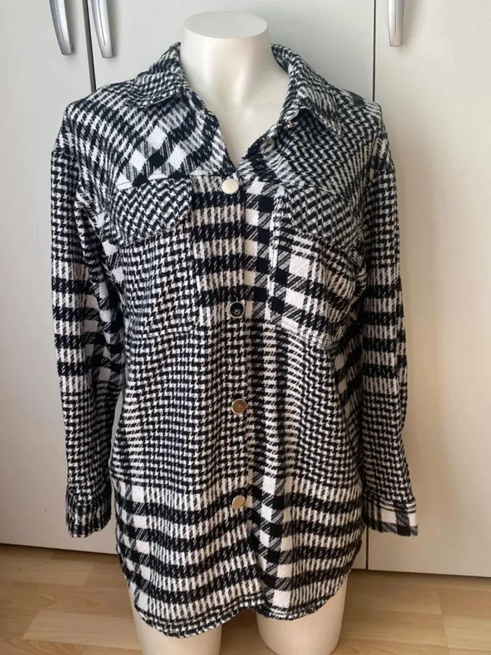 Veste chemise légère oversize carreaux/pied de poule 36 Amisu