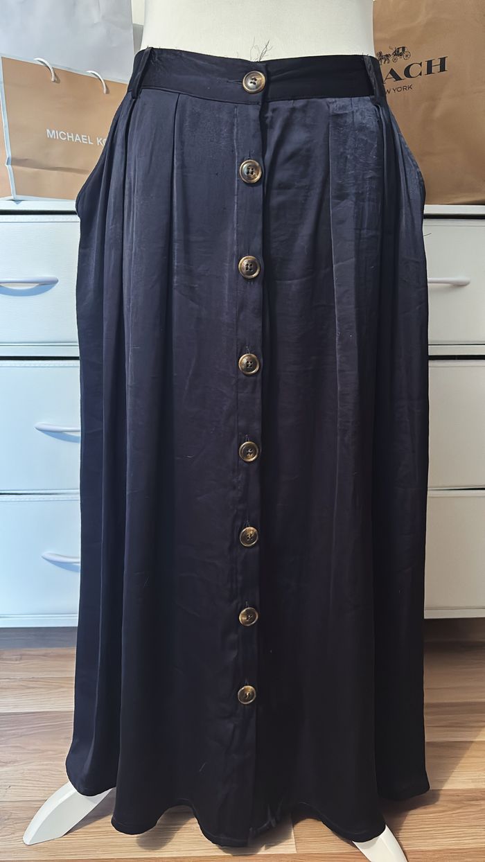 Jupe longue satinée bleu marine Monoprix T38