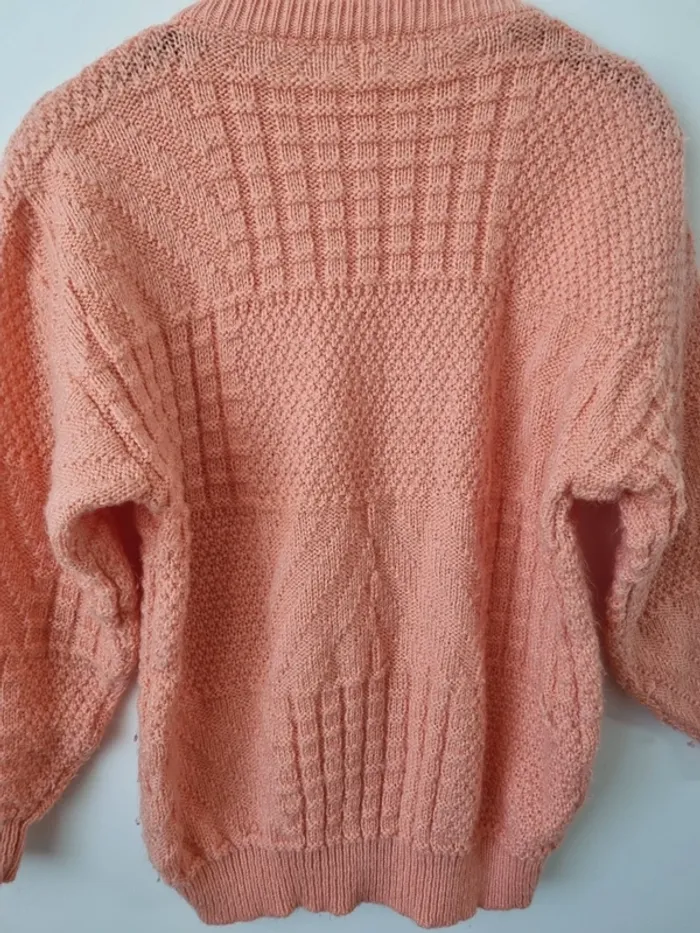 Pull over tricoté rose saumon vintage - photo numéro 17
