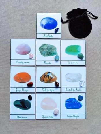 10 Cartes de nomenclature sur les pierres lithothérapie