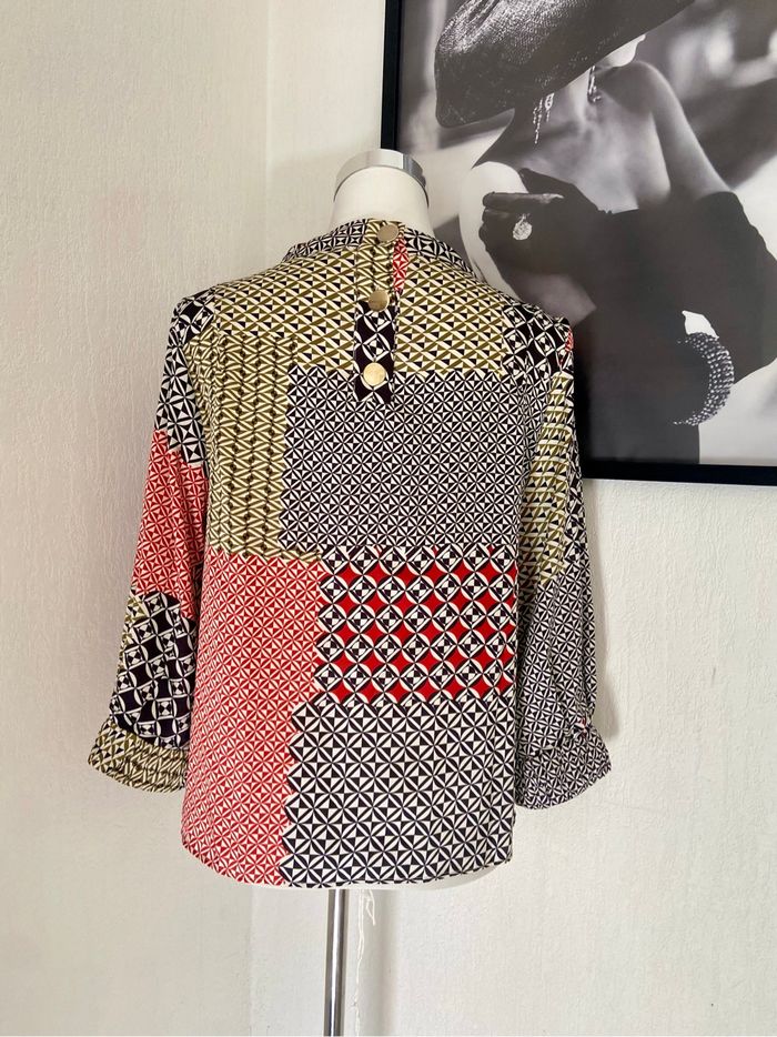 Blouse à manches 3/4 patchwork Zara TS comme neuve - photo numéro 6