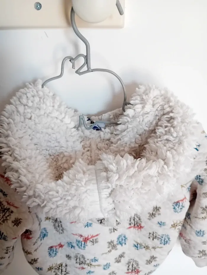 Gilet matelassé et sherpa imprimé petits renards style japonais - photo numéro 4