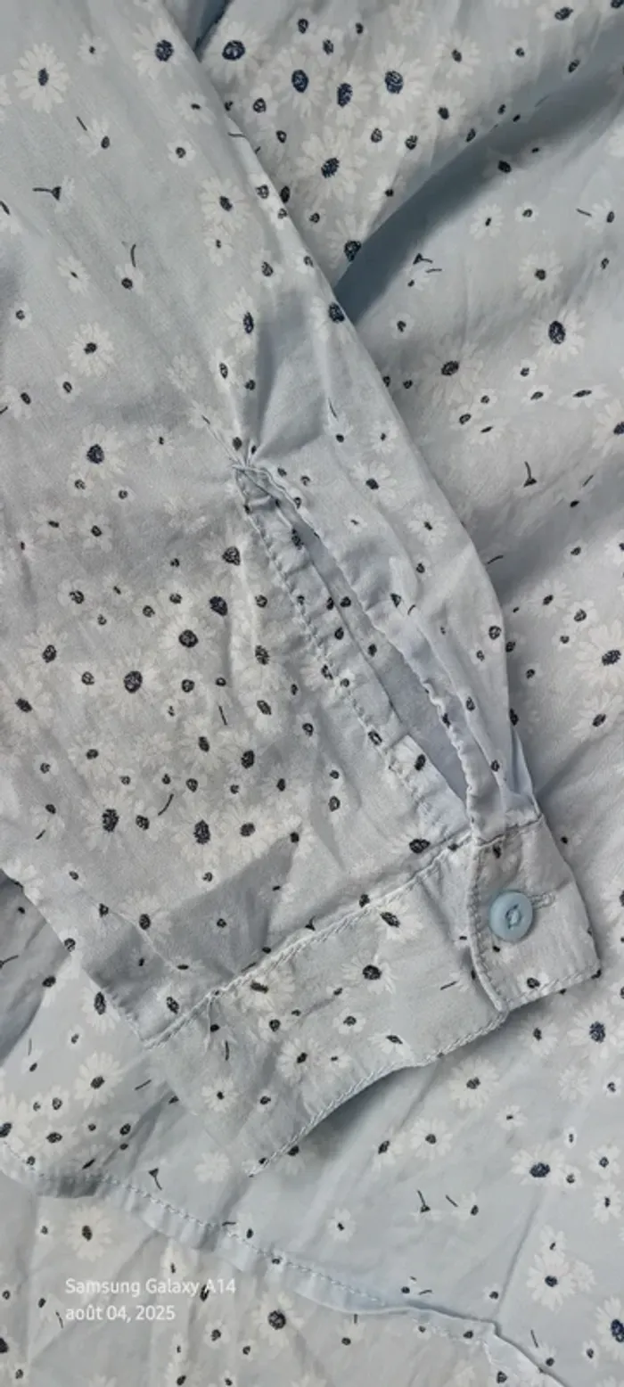 Blouse manches ajustables décolleté en V avec poche motif fleurs bleu femme 42 c&a - photo numéro 12