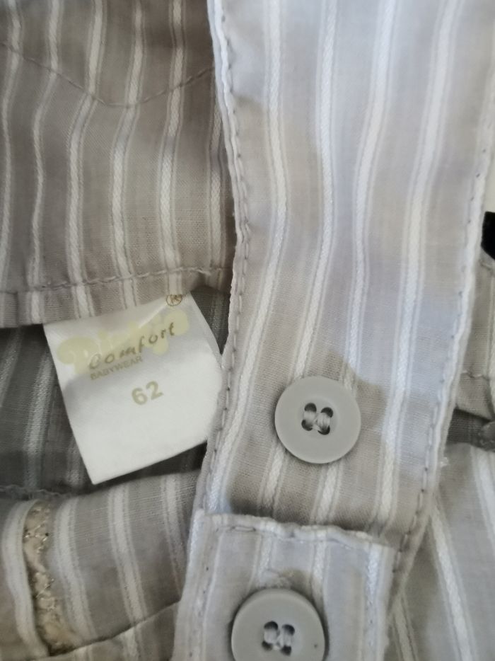 Salopette bébé  légère grise à rayure blanche 3 mois neuve avec étiquette - photo numéro 4