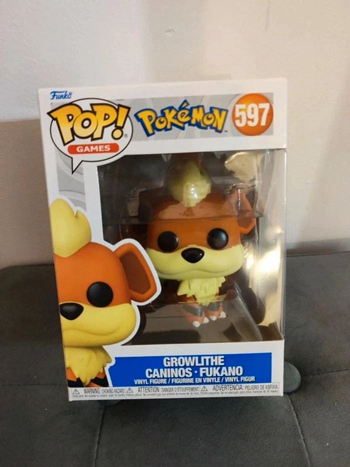 Figurine Funko Pop Caninos 597 - Pokémon - Growlithe - Fukano