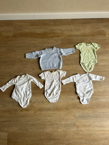 Lot vêtements bébé garçon 6 mois – bodies & pull coton/laine