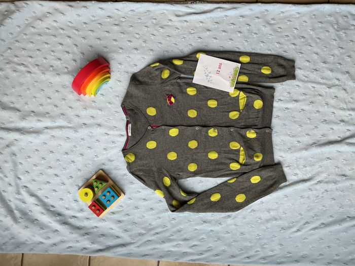 gilet léger gris à pois jaune avec poches 12 ans okaidi