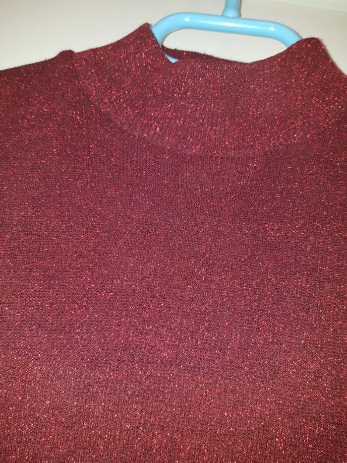 T-shirt sans manches / débardeur rouge à paillettes - photo numéro 3