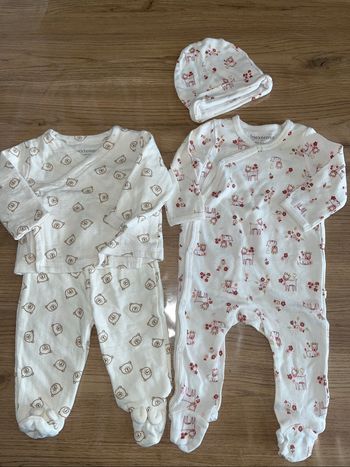 Lot de 2 pyjamas bébé, 3 mois