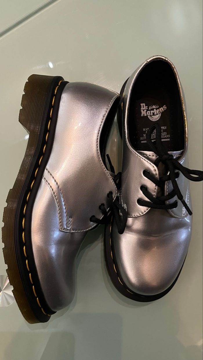 Chaussure Dr Martens 1461 Vegan métal argenté - photo numéro 3