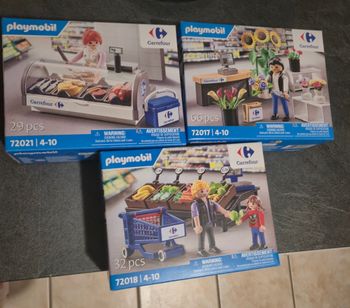 Lot de 3 playmobil Carrefour neufs fleuriste Comptoir frais primeur