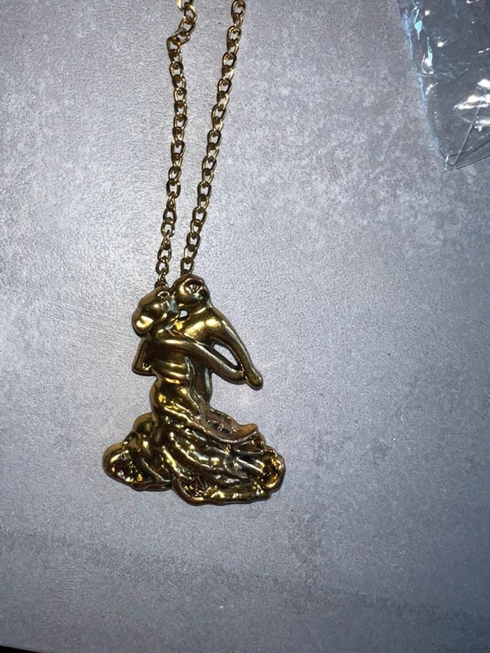 Collier sautoir danseurs valse neuf jaune doré long - photo numéro 2