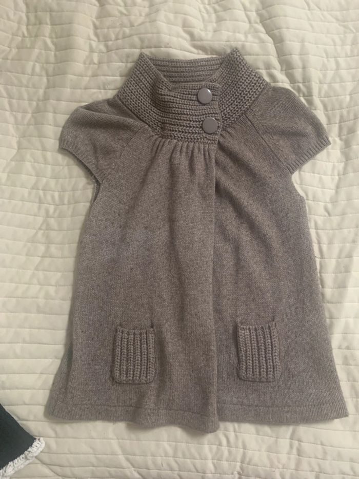 Superbe gilet Esprit marron clair en laine et angora