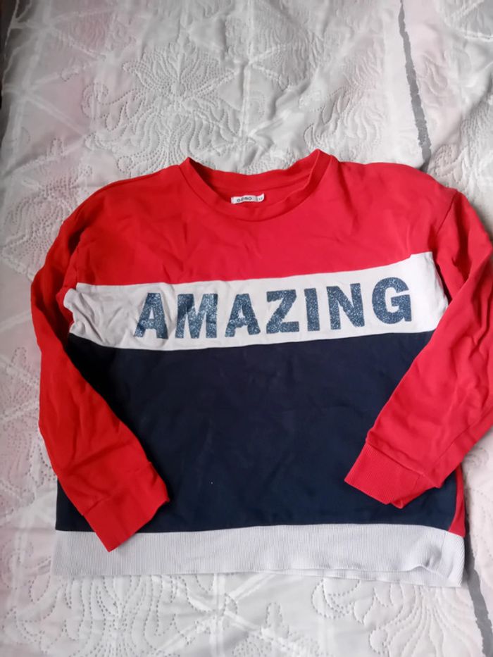 Sweat tricolore amazing à paillettes fille 12 ans gemo - photo numéro 4