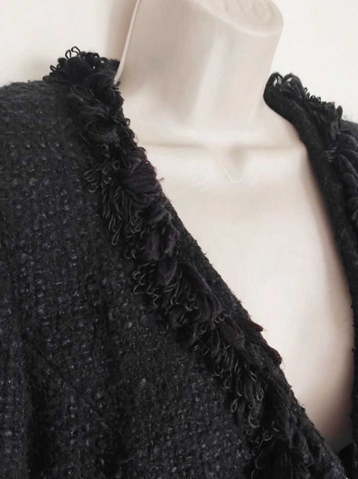 Veste blazer tweed froufrou noir fil argent laine Vintage / Apart - 34/XS ร 36/S - photo numรฉro 8