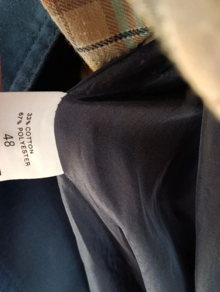 Trench long ceinturé bleu marine taille 48 - photo numéro 8