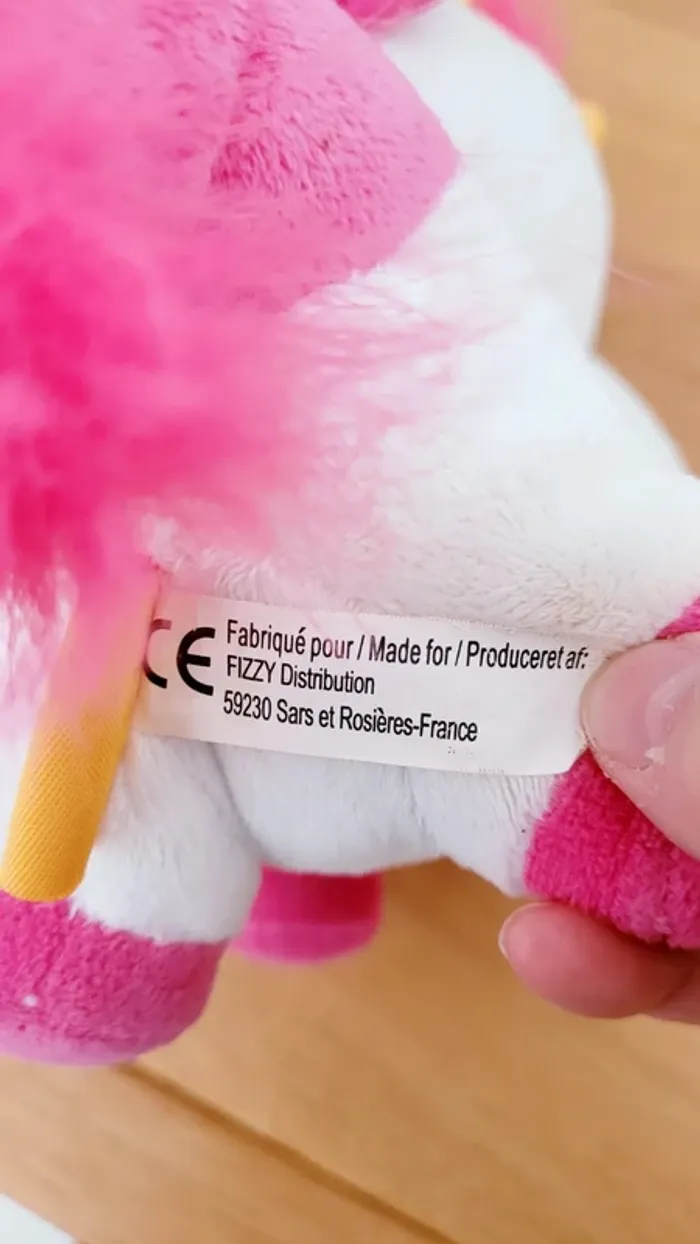 Peluche Poney Rose et Blanc Environ 20 cm - photo numéro 4
