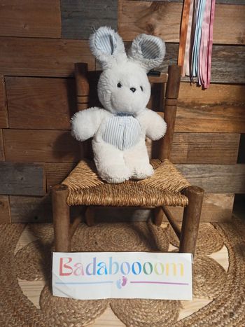 Peluche lapin tartine et chocolat blanc bleu tbe