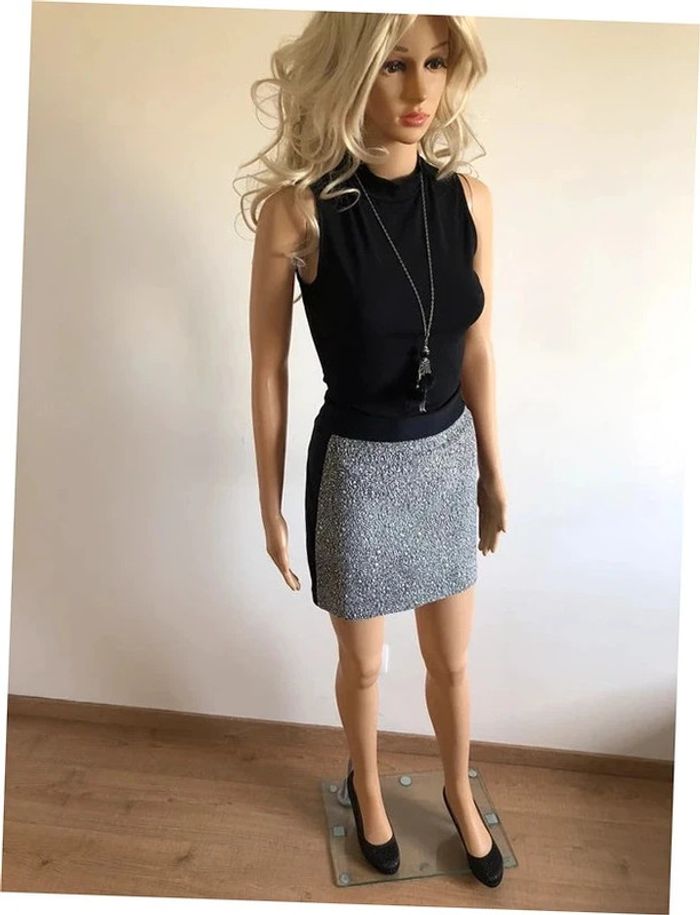 Jupe courte noire et blanche Cop Copine taille S TBE - photo numéro 4