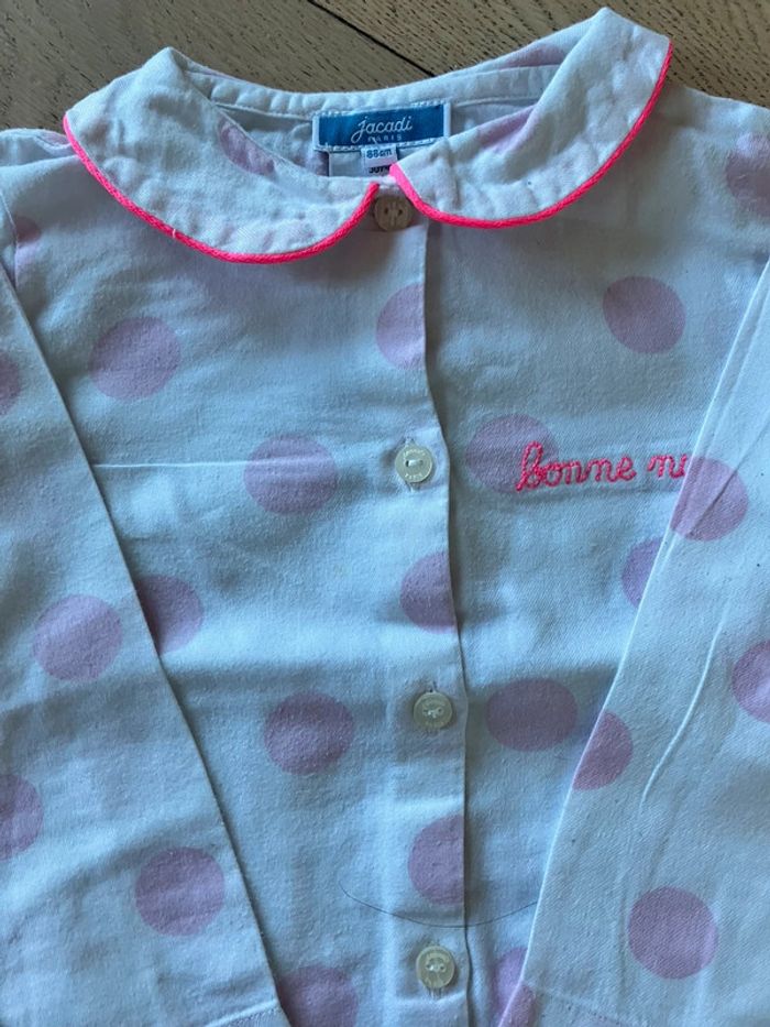 Joli pyjama 2 pièces blanc à petits pois 24 mois Jacadi - photo numéro 2