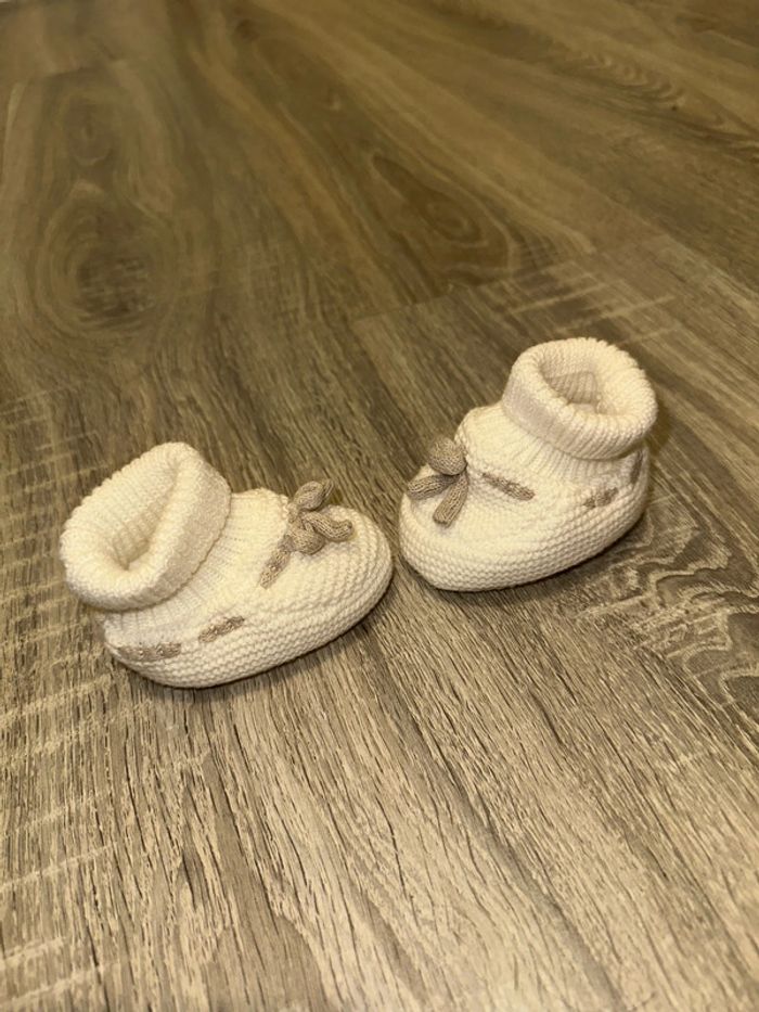 Chaussons bébé écru T0 prema/1mois - photo numéro 3