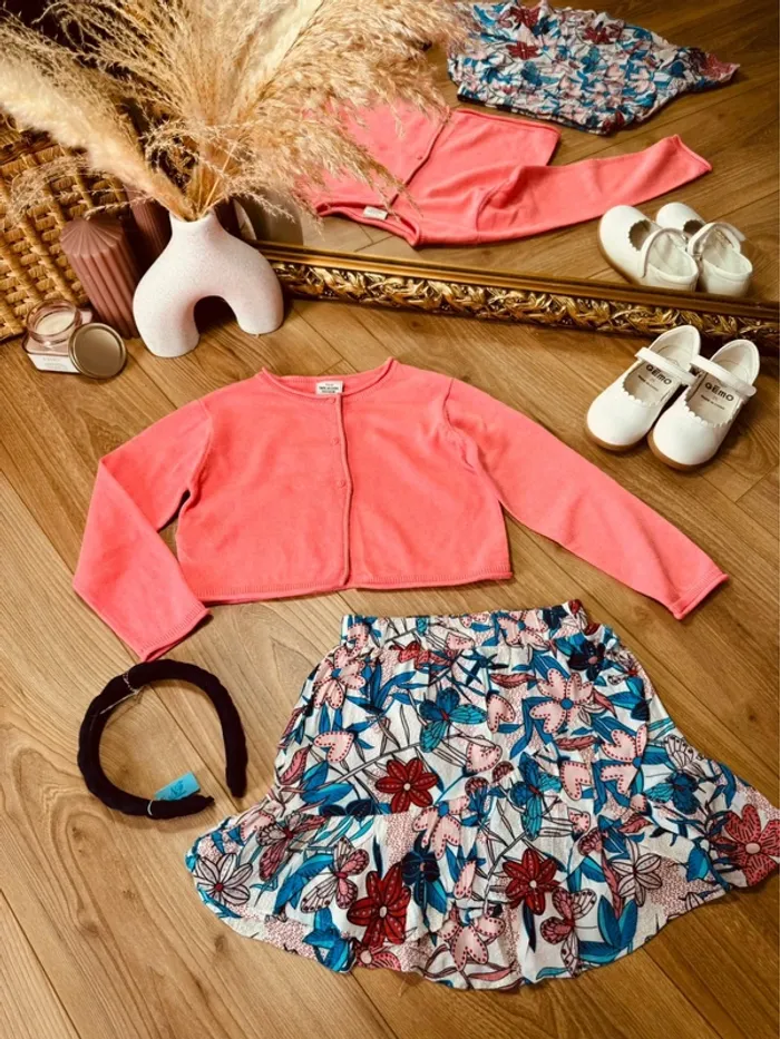 Taille 5 ans tenue 3 pièces fille TAO Divers rose fluo bleu * papillon fleurs * 🌹