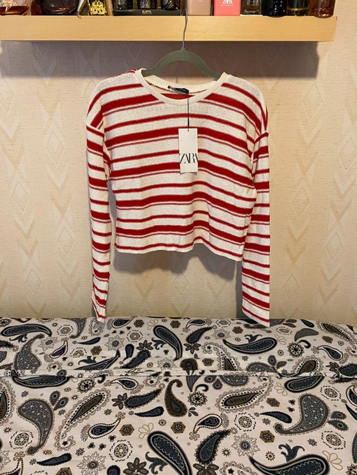 Superbe beau pull brut en maille fine à rayures Zara neuf avec étiquette taille S