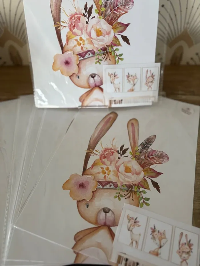 Joli trio d’affiches sur le thème des animaux des bois pour chambre enfant - photo numéro 2