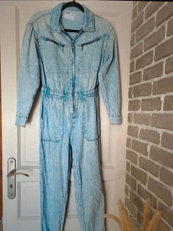 Combinaison longue en Jean denim clair délavé Bershka XS 34