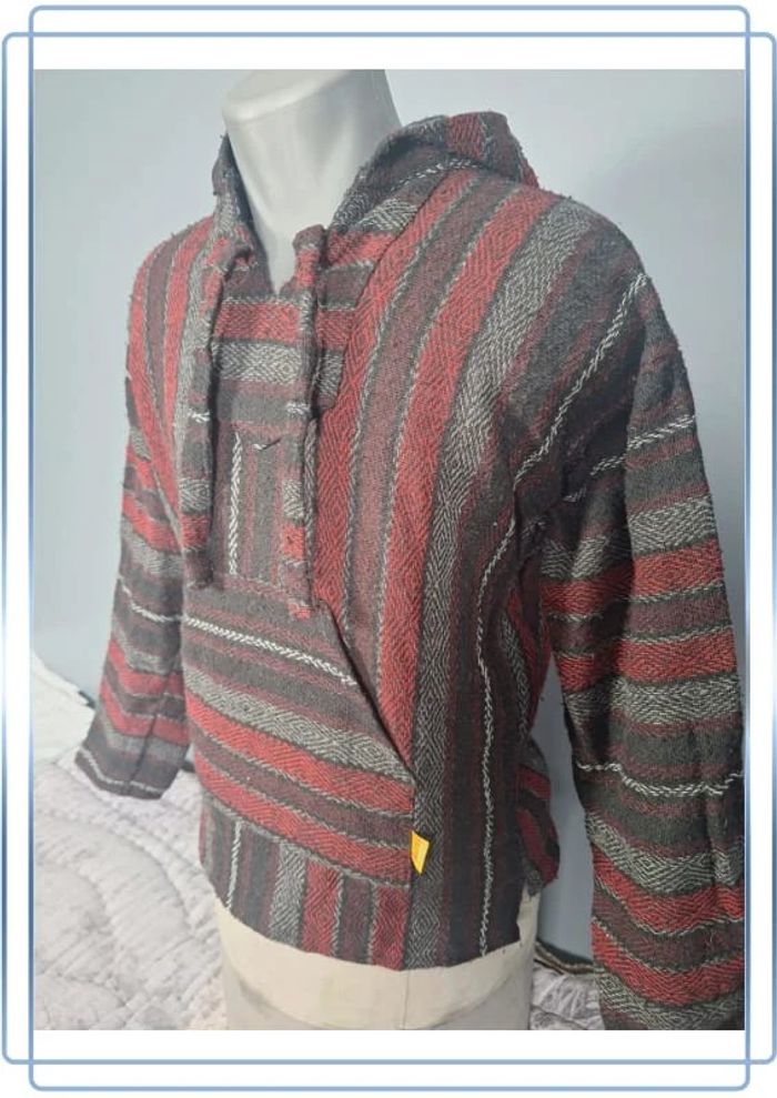 sweat a capuche / Hoodie/baja/poncho mexicain - taille M - homme - multicolore / fait main 251 - photo numéro 7