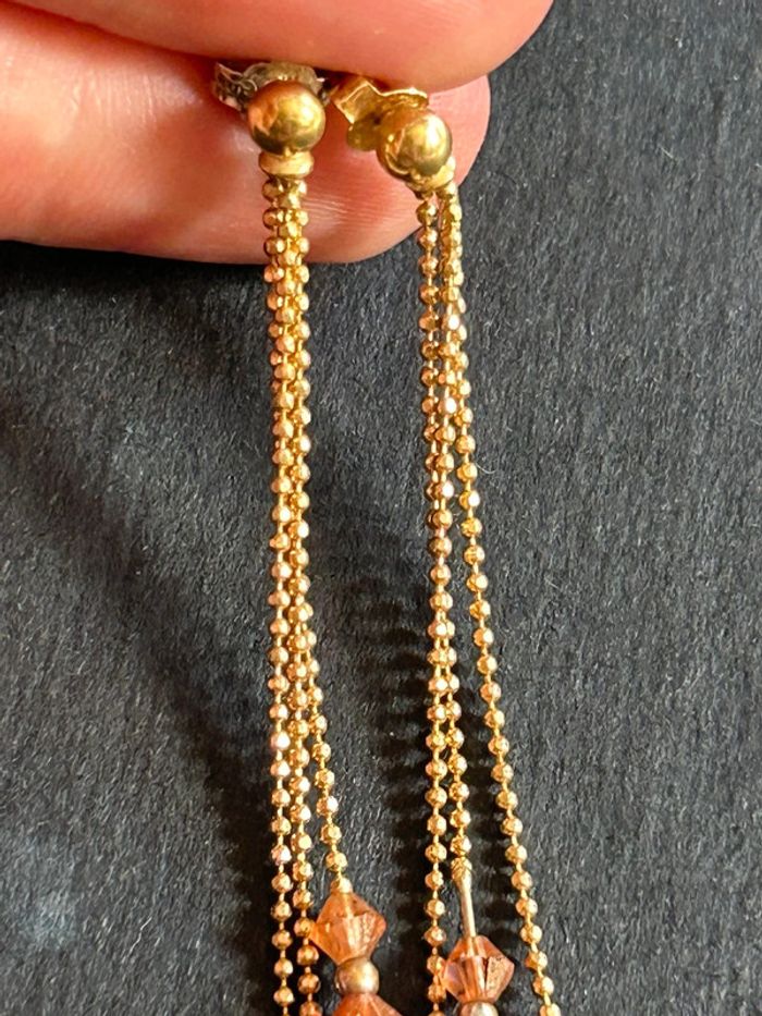 Belle paire de boucles d’oreilles pendantes en or 18 carats avec perles femme TBE - photo numéro 3