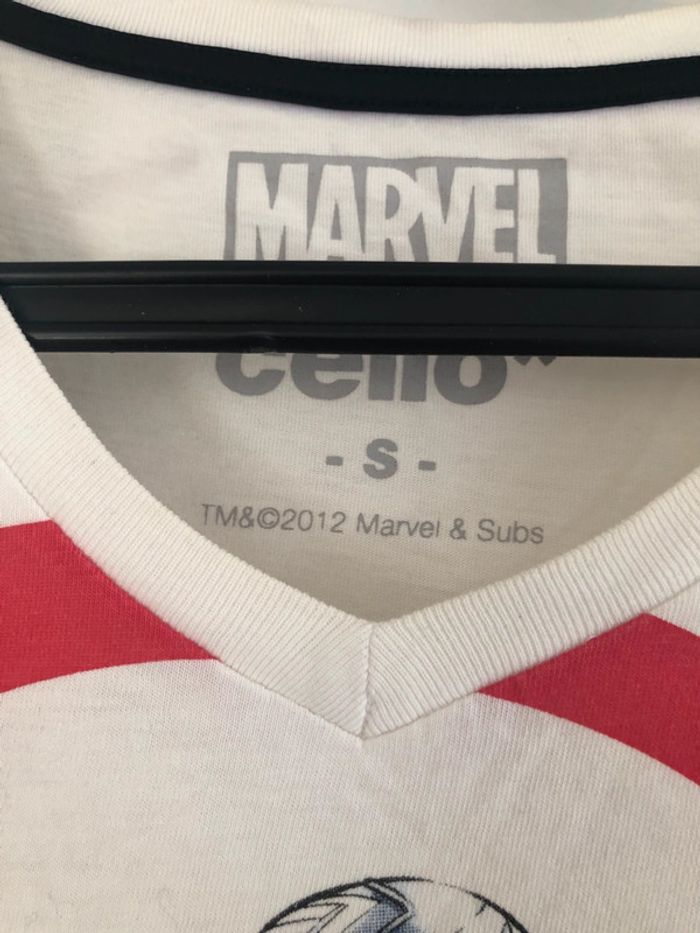 T-shirt blanc Captain America Marvel Celio 2012 - photo numéro 3
