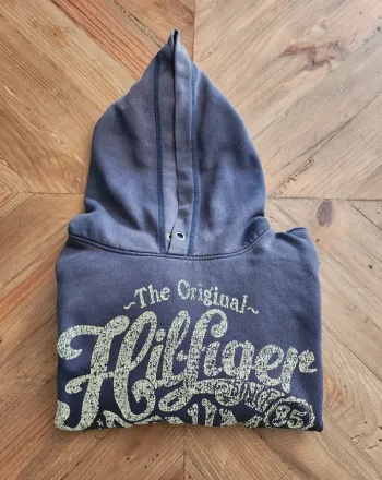 Pull sweat hoodie Tommy hilfiger capuche et poches taille 16 ans en bon état bleu marine