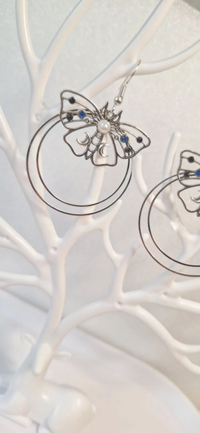 Boucles d'oreilles gros papillon - photo numéro 3