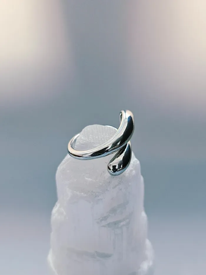 Bague acier inoxydable design organique ajustable - photo numéro 3